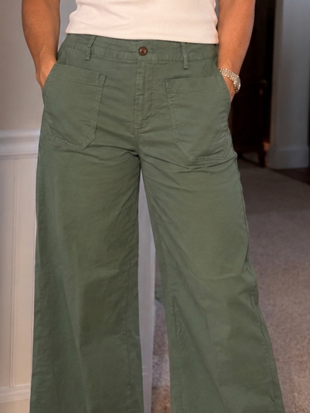 J. Crew Olive Green Wide-Leg Cargo Pants